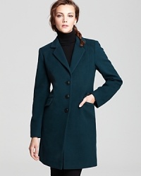 A sleek, expertly cut coat is always in fashion. This classic single-breasted style from DKNY is a wardrobe essential.