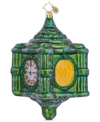 A replica of the clock at what was once Marshall Field's State Street store is now a timeless gem for your tree from Christopher Radko. With a clock face and 2012 hand painted on mouth-blown glass.