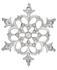 Walk into winter with this lovely snowflake pin from Charter Club. The detailed silhouette sparkles with crystal accents. Crafted in silver tone mixed metal. Approximate diameter: 1-3/4 inches.