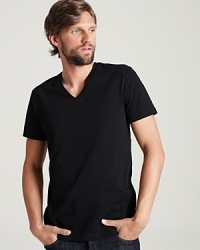 Short sleeve v-neck tee shirt in a comfortable, lightweight cotton.