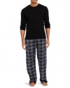 Intimo Men's Thermal Crew Neck Shirt With Micro Fleece Pajama Pant