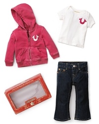 The perfect gift for your future fashionista, this True Religion set features a cozy hoodie, cute tee and sleek Baby Billy jeans.