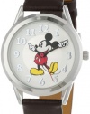 Disney Women's MCK532 Mickey Mouse Moving Hands Brown Strap Watch