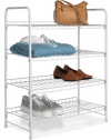 4 TIER SHELF WHITE STEEL CLOSET SHOE AND ACCESSORY RACK