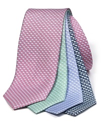 From Vineyard vines, a handsome silk tie subtly adorned with an allover whale pattern.