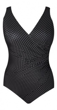 Miraclesuit Pin Point Oceanus One-Piece Wire-free Swimsuit Plus Size, 24W, Black / White