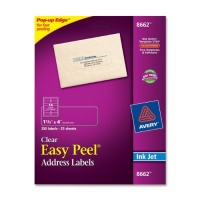 Avery Easy Peel Address Labels for Inkjet Printers, Clear, 1.333 x 4 Inches, Pack of 350 (8662)