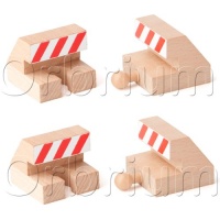 Orbrium Toys Track End Bumper Buffer Stop Set Wooden Railway Fits Thomas Brio Chuggington Melissa Doug Imaginarium (4-Piece)