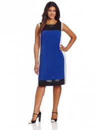 DKNYC Women's Plus-Size Sleeveless Colorblock Dress, Blueprint, 18W