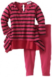 Splendid Littles Baby-Girls Newborn Venice Stripe Tunic Set, Raspberry, 6-12