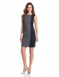 DKNYC Women's Sleeveless Crewneck Dress With Contrast Side Panel, Spring Navy, 12