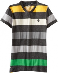 LRG - Kids Boys 8-20 Children of Vision Striped Tee, Black, Medium