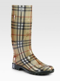 Brighten rainy days with this ultra-protective essential featuring the iconic Burberry check. Rubber heel, 1 (25mm)Shaft, 12½Leg circumference, 14¼Rubber upperPull-on styleJersey liningRubber solePadded insoleMade in Italy