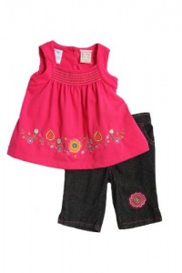 Baby Togs Infant Girls (12-24mo) 2pc Hot pink floral tank top & denim capri set