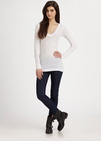 EXCLUSIVELY AT SAKS.COM. Lightweight cotton and a flattering V-neck make this casual piece an everyday essential.V neckline Long sleeves Pullover style Cotton Machine wash Made in USA