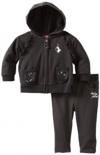 Baby Phat - Kids Baby-girls Newborn Jog Set with Sequins, Black, 3-6 Months