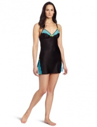 Betsey Johnson Women's Sultry Stretch Satin Slip With Lace, Raven Black, Small