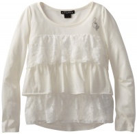 Baby Phat - Kids Girls 7-16 Tier Ruffle Lace Top, Cream, Large