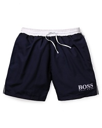 BOSS Black Starfish White Waistband Swim Trunk