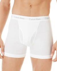 Stock up on an everyday classic that's comfortable under everything from dress pants to cargo shorts with a 3-pack of Basic Boxer Briefs from Calvin Klein.