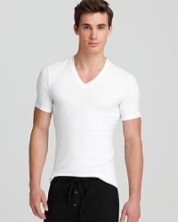 Because it grips the body for a smooth, streamlined look, this V-neck boasts masculine appeal to complement your build.