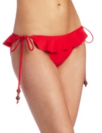 Shoshanna Women's Ruffle String Bottom Swimwear, Red Solid, Medium