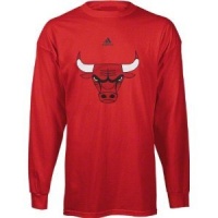 adidas Chicago Bulls Youth Red Primary Logo Long Sleeve T-shirt (Large)