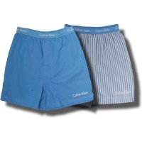 Calvin Klein 2 pack Boxer Shorts Light Blue and Navy/White Striped for boys - Boys Small (6/7)