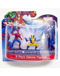 MARVEL 3 PACK DELUXE 4 FIGURES CLASSICS - SPIDERMAN / WOLVERINE / CAPTAIN AMERICA