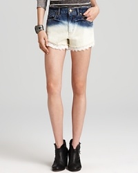 Dip-dyed and countrified, these Free People shorts evoke southern flair, with a cutoff hem and scallop lace trim.