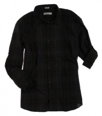 Calvin Klein Sportswear Mens Long Sleeve Roll Up Plaid Woven Shirt With Double Chest Pockets