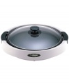 Go grill 'em! A large titanium ceramic nonstick surface cooks up and lets go of veggies, chicken, pancakes and more with ease and precision. A dual circular heating element spreads the temperature quickly and consistently, while the lid locks in that rich flavor & moisture you adore. Model EA-TAC35.