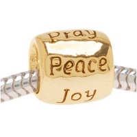 22K Gold Plated Message Bead Love Faith Pray Peace Joy Hope - Fits Pandora (1)