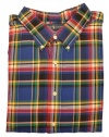 Ralph Lauren Men's Big and Tall Classic-Fit Plaid Sport Shirt-Blue/Red-3XB