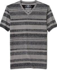 Need something to make your style sizzle the summer? This striped v-neck t-shirt from American Rag help heat up your casual cool.