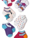 Stride Rite Girls 2-6X 6 Pack Glitzy Pet No Show Socks, Assorted, 5-6.5