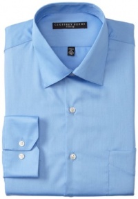 Geoffrey Beene Men's Fitted Sateen Dress Shirt, Blue, 16/34-35