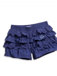 GUESS Kids Girls Little Girl Tiered Ruffle Short-Shorts, DARK BLUE (5/6)