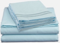 Clara Clark 1800 Regal Series 4pc Bed Sheet Set - Full (Double), Light Blue Aqua,