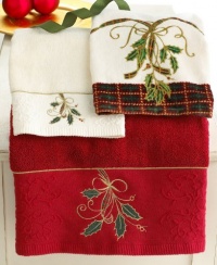 Ribbon & Holly Embroidered Tip in Red