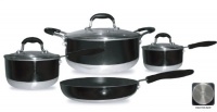 Gourmet Chef Induction Ready 7-Piece Non-Stick Cookware Set, Black