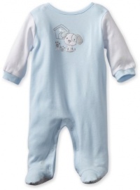 ABSORBA Baby-Boys Newborn Puppy Velour Footie, Blue, 0-3 Months