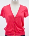 Eileen Fisher Rose V Neck Cotton Melange Cardigan