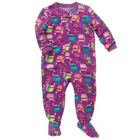 Osh Kosh Infant Girls Microfleece Blanket Sleeper, Purple Christmas Cats, 12M