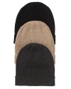 The essential cashmere knit hat crafted for comfort and style with all over ribbing and cuffed bottom.