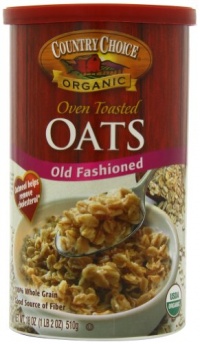 Country Choice Organic Oven Toasted Old Fashioned Oats, 18-Ounce Canisters (Pack of 6)