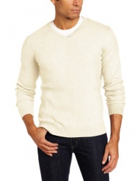 Perry Ellis Men's Long Sleeve V-Neck Ribbed Sweater