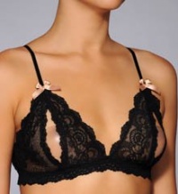 Hanky Panky After Midnight Peek-A-Boo Open Cup Bralette, M, Black