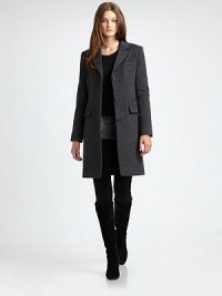 Classically tailored and made from an irresistible blend of wool and cashmere, this coat is a must-own style.Notched collarBust dartsConcealed front closureFlap pocketsBack ventFully linedAbout 35 from shoulder to hemWool/cashmereDry cleanImported Model shown is 5'10 (177cm) wearing US size Small. 