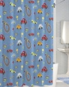 Kassatex SCB-115-RTR-BLU Bambini Shower Curtain, Race Track